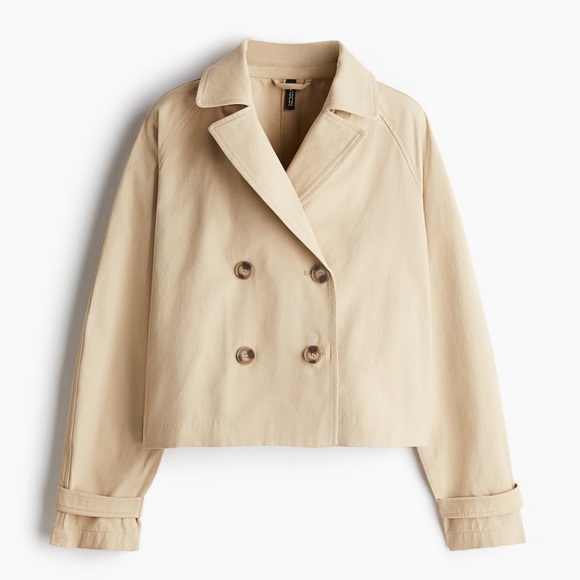 H&M Tan Double-Breasted Pea Coat with Notched Lapel - Picture 10 of 10